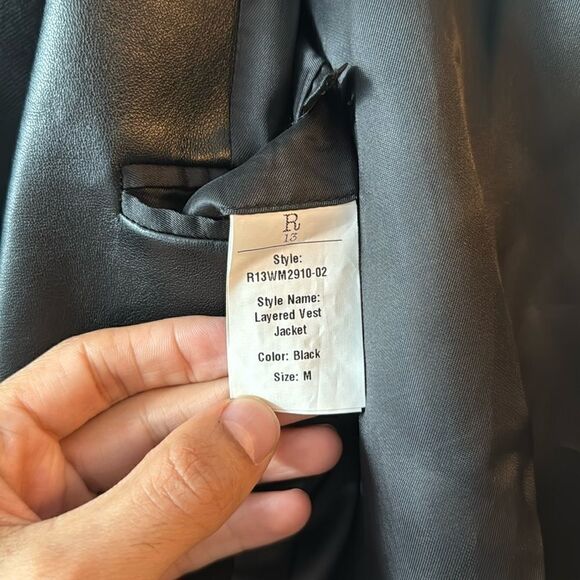 R13 Black Blazer with Leather Trim - Size MEDIUM - Picture 3 of 5